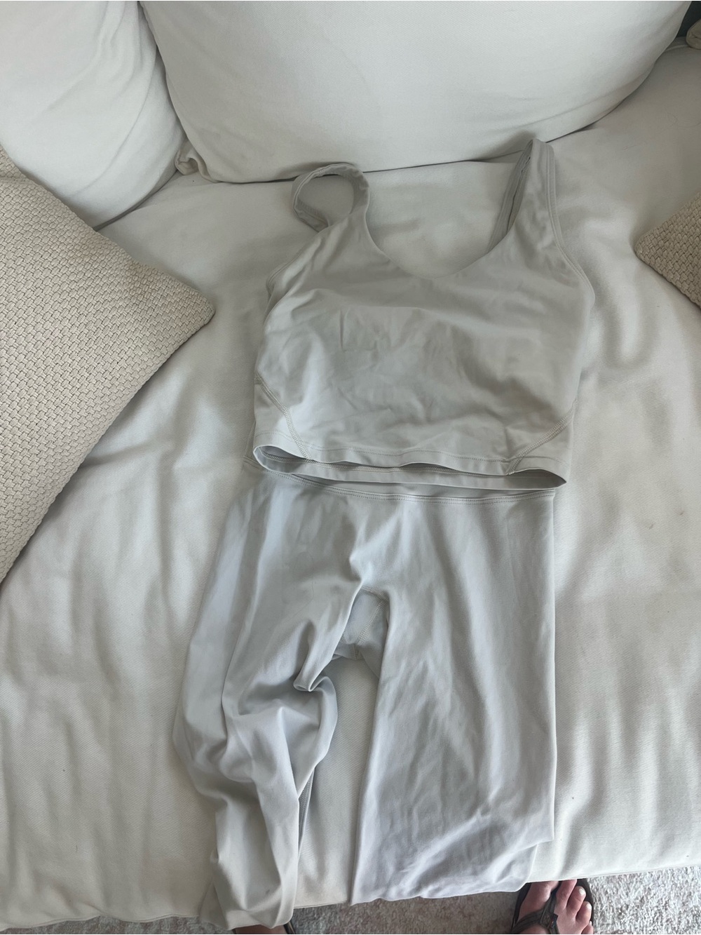 Cream/ Beige Women’s Seamless Active Crop Tank & Legging Set